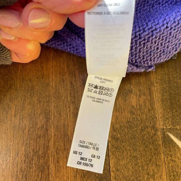 Authentic Juicy Couture Purple Cardigan Sweater- Blk Sparkle, Fluffy Trim Sz 12 - Picture 10 of 15